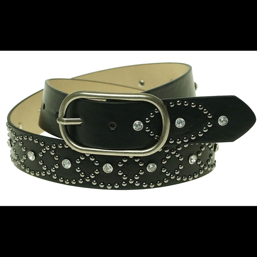 Style & Co Rhinestone Studded Black Belt